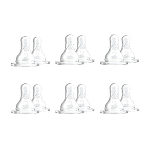 Dr. Brown S Natural Flow Level 2 And Level 3 Narrow Baby Bottle Silicone Nipples, Medium-Fast Flow, 6m+, 100% Silicone Bottle Nipple, 6 Pack,