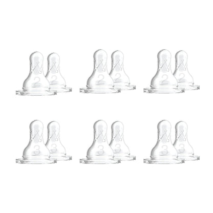 Dr. Brown S Natural Flow Level 2 And Level 3 Narrow Baby Bottle Silicone Nipples, Medium-Fast Flow, 6m+, 100% Silicone Bottle Nipple, 6 Pack,