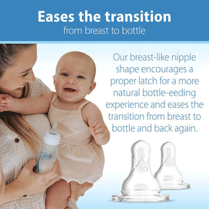 Dr. Brown S Natural Flow Level 2 And Level 3 Narrow Baby Bottle Silicone Nipples, Medium-Fast Flow, 6m+, 100% Silicone Bottle Nipple, 6 Pack,