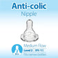 Dr. Brown S Natural Flow Level 2 Narrow Baby Bottle Silicone Nipple, Medium Flow, 3m+, 100% Silicone Bottle Nipple, 6 Count,
