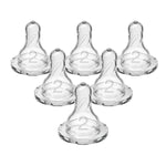 Dr. Brown S Natural Flow Level 2 Narrow Baby Bottle Silicone Nipple, Medium Flow, 3m+, 100% Silicone Bottle Nipple, 6 Count,