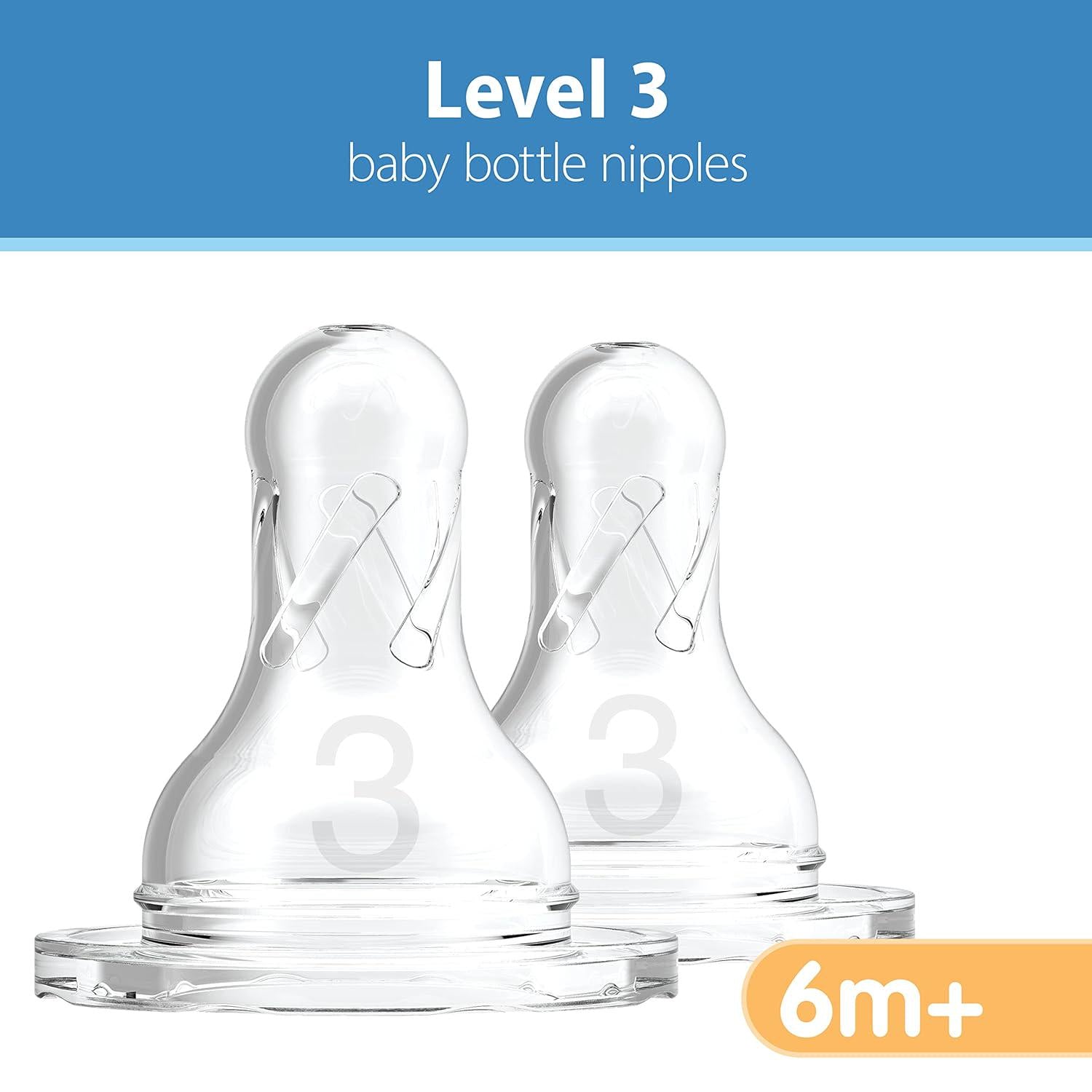 Dr. Brown S Natural Flow Level 2 And Level 3 Narrow Baby Bottle Silicone Nipples, Medium-Fast Flow, 6m+, 100% Silicone Bottle Nipple, 6 Pack,