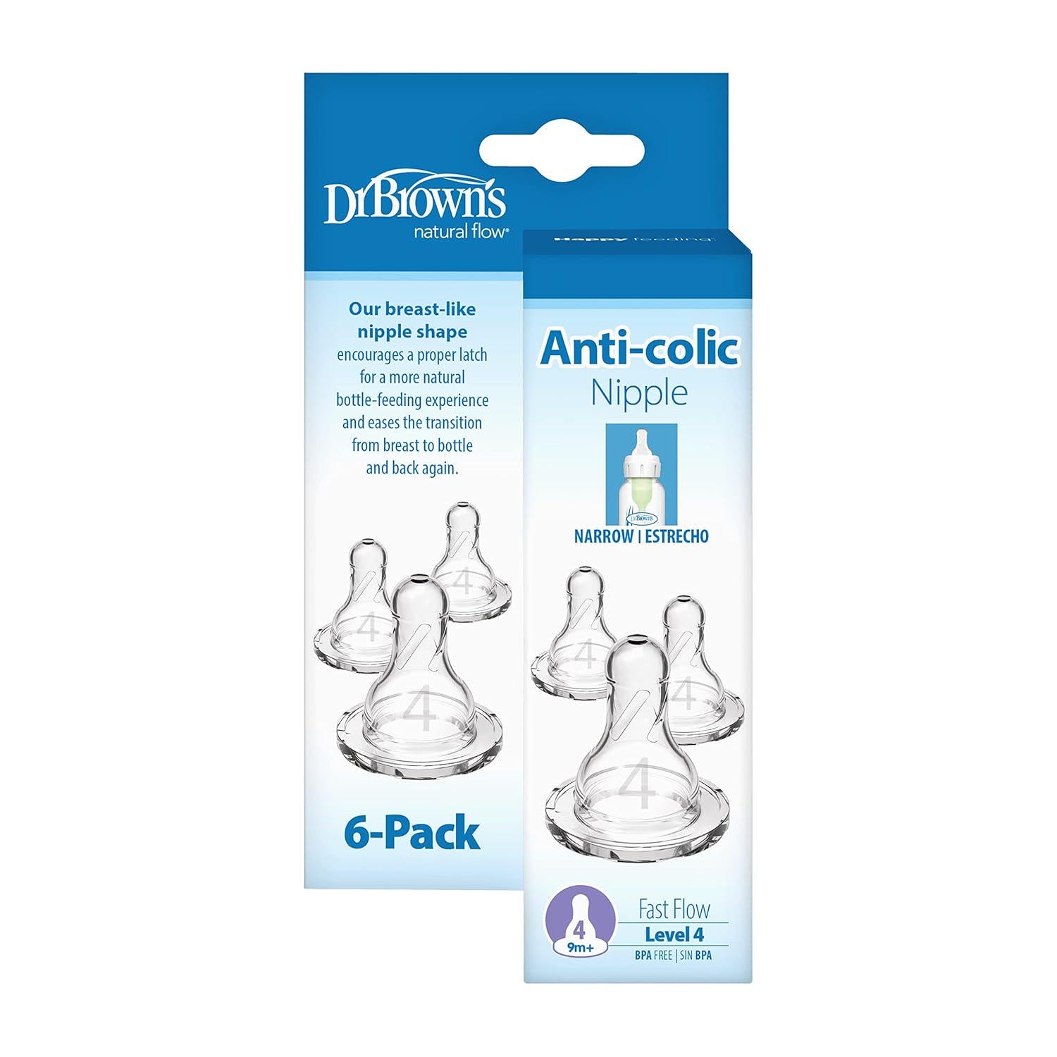 Dr. Brown's Original Nipple, Level 4 (9m+), 6 Count,