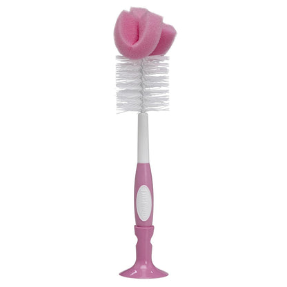 Dr. Brown's Reusable Sponge Baby Bottle Cleaning Brush With Suction Cup Stand, Scrubber And Nipple Cleaner, Pink 1-Pack,072239300282