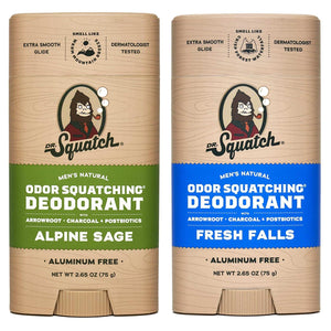 Dr. Squatch Dr. Squatch Natural Deodorant For Men Odor-Squatching Men's Deodorant Aluminum Free - Alpine Sage + Fresh Falls (2.65 Oz, 2 Pack)