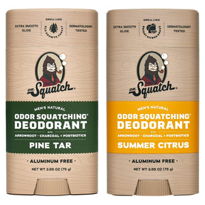 Dr. Squatch Dr. Squatch Natural Deodorant For Men Odor-Squatching Men's Deodorant Aluminum Free - Pine Tar + Summer Citrus (2.65 Oz, 2 Pack)