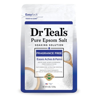Dr Teal's Dr Teal's Pure Epsom Magnesium Salt Soak, Fragrance-Free, 4 Lbs