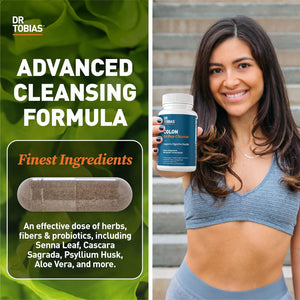 Dr Tobias Colon 14-Day Cleanse, Advanced Detox for Women & Men, Cascara Sagrada & Probiotics, Non-GMO, 28 Capsules, 1-2 Daily