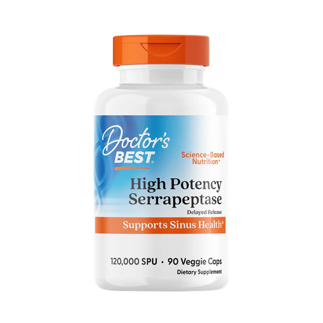 Doctor's Best High Potency Serrapeptase 120,000 SPU 90 Veg Capsules,753950002319