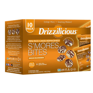 Drizzilicious Drizzilicious Mini Rice Cakes S'mores - Rice Crisps, Healthy Snack For Adults And Kids, Flavored Rice Cakes, Vegan, Gluten Free, Allergen Free, Only 90 Calories Per Bag - 0.74 Oz (Pack Of 10)
