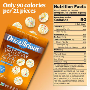 Drizzilicious Drizzilicious Mini Rice Cakes Birthday Cake - Rice Crisps, Healthy Snack For Adults And Kids, Flavored Rice Cakes, Vegan, Gluten Free, Allergen Free, Only 90 Calories Per Serving - 4 Oz (Pack Of 2)