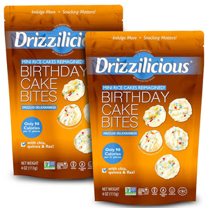 Drizzilicious Drizzilicious Mini Rice Cakes Birthday Cake - Rice Crisps, Healthy Snack For Adults And Kids, Flavored Rice Cakes, Vegan, Gluten Free, Allergen Free, Only 90 Calories Per Serving - 4 Oz (Pack Of 2)