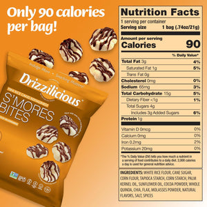 Drizzilicious Drizzilicious Mini Rice Cakes S'mores - Rice Crisps, Healthy Snack For Adults And Kids, Flavored Rice Cakes, Vegan, Gluten Free, Allergen Free, Only 90 Calories Per Bag - 0.74 Oz (Pack Of 10)
