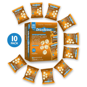 Drizzilicious Drizzilicious Mini Rice Cakes Birthday Cake - Rice Crisps, Healthy Snack For Adults And Kids, Flavored Rice Cakes, Vegan, Gluten Free, Allergen Free, Only 90 Calories Per Bag - 0.74 Oz (Pack Of 10)