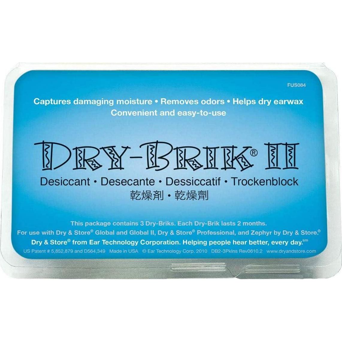 Dry-Brik II Desiccant Blocks - 3 Blocks (1 Pack Of 3 Blocks)| Replacement Moisture Absorbing Block For The Global II And Zephyr By Dry And Store | Hearing Device Dehumidifiers,