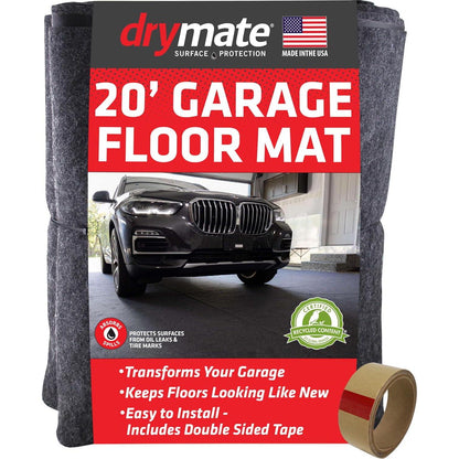 Drymate Garage Floor Mat, (20' X 7'4 ), Protects Surfaces, Transforms Garage, Absorbent, Waterproof, Durable (USA Made) (Charcoal) (Includes Double Sided Tape),758035911135