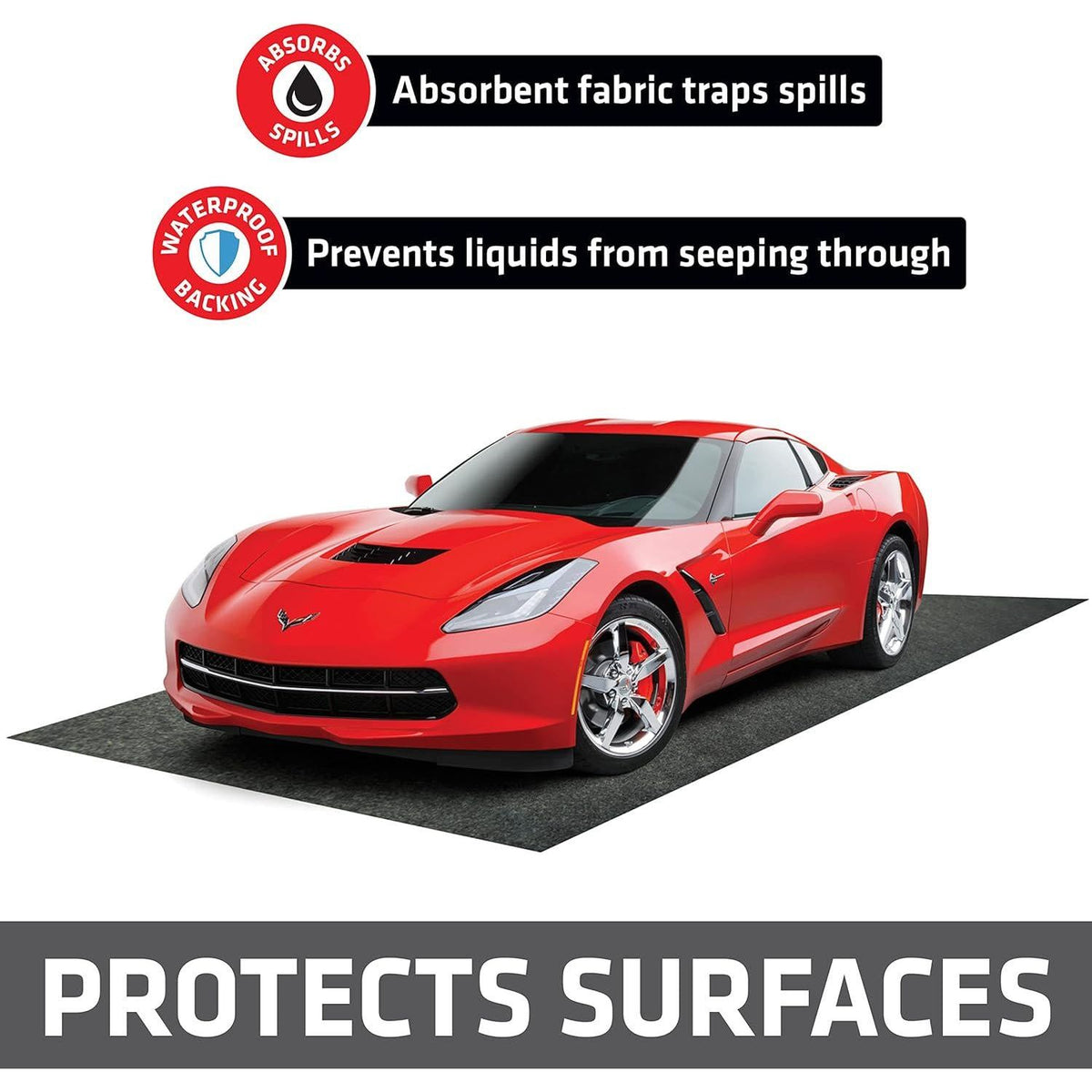 Drymate Garage Floor Mat, (17' X 7'4 ), Protects Surfaces, Transforms Garage, Absorbent, Waterproof, Durable (USA Made) (Charcoal) (Includes Double Sided Tape),758035000549
