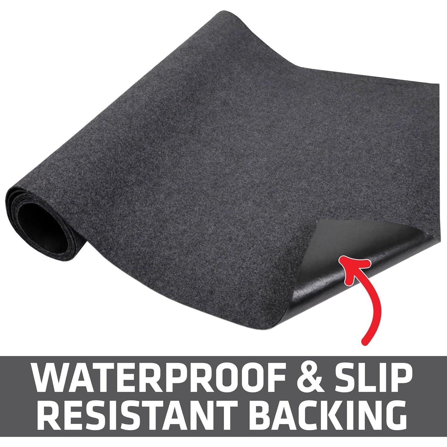 Drymate Garage Floor Runner Mat, (8'10 X 2'6 ), Protects Surfaces, Absorbent, Waterproof, Slip-Resistant, Quick Dry Carpet Fabric, Trimmable And Washable (USA Made) (Charcoal),758035173564