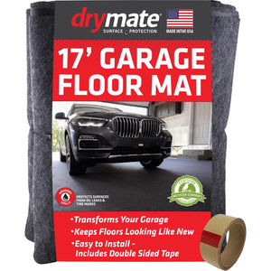 Drymate Garage Floor Mat, (17' X 7'4 ), Protects Surfaces, Transforms Garage, Absorbent, Waterproof, Durable (USA Made) (Charcoal) (Includes Double Sided Tape),758035000549