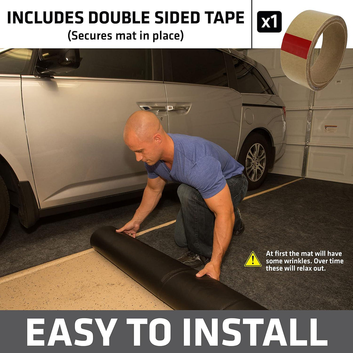 Drymate Garage Floor Mat, (20' X 7'4 ), Protects Surfaces, Transforms Garage, Absorbent, Waterproof, Durable (USA Made) (Charcoal) (Includes Double Sided Tape),758035911135