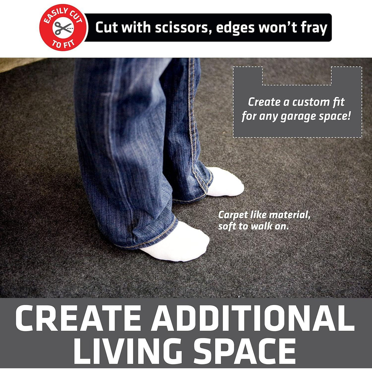 Drymate Garage Floor Mat, (20' X 7'4 ), Protects Surfaces, Transforms Garage, Absorbent, Waterproof, Durable (USA Made) (Charcoal) (Includes Double Sided Tape),758035911135