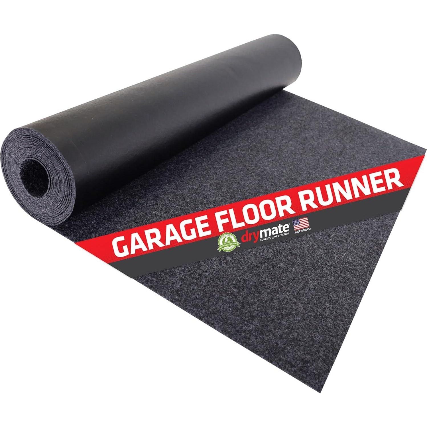 Drymate Garage Floor Runner Mat, (8'10 X 2'6 ), Protects Surfaces, Absorbent, Waterproof, Slip-Resistant, Quick Dry Carpet Fabric, Trimmable And Washable (USA Made) (Charcoal),758035173564