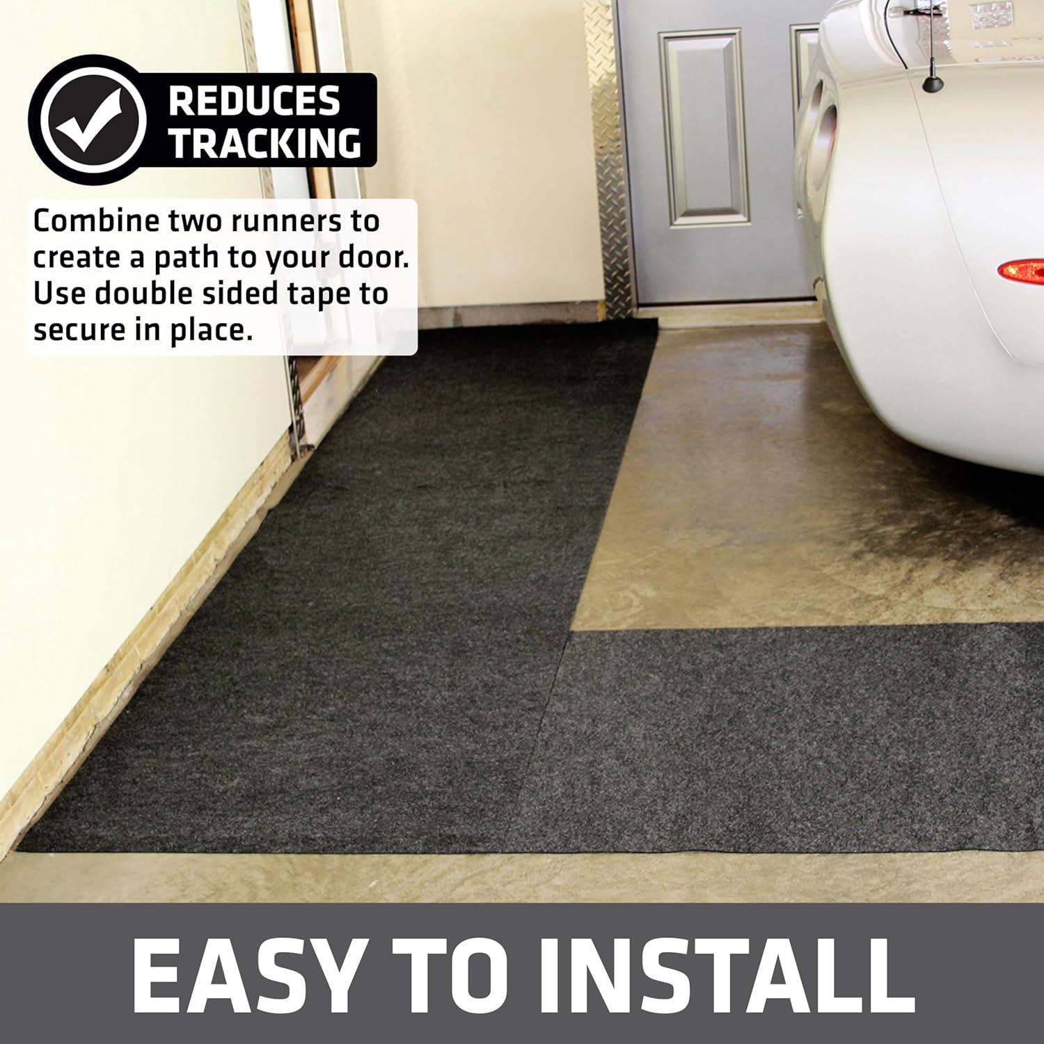 Drymate Garage Floor Runner Mat, (8'10 X 2'6 ), Protects Surfaces, Absorbent, Waterproof, Slip-Resistant, Quick Dry Carpet Fabric, Trimmable And Washable (USA Made) (Charcoal),758035173564