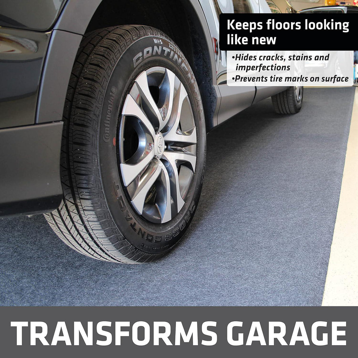Drymate Garage Floor Mat, (17' X 7'4 ), Protects Surfaces, Transforms Garage, Absorbent, Waterproof, Durable (USA Made) (Charcoal) (Includes Double Sided Tape),758035000549