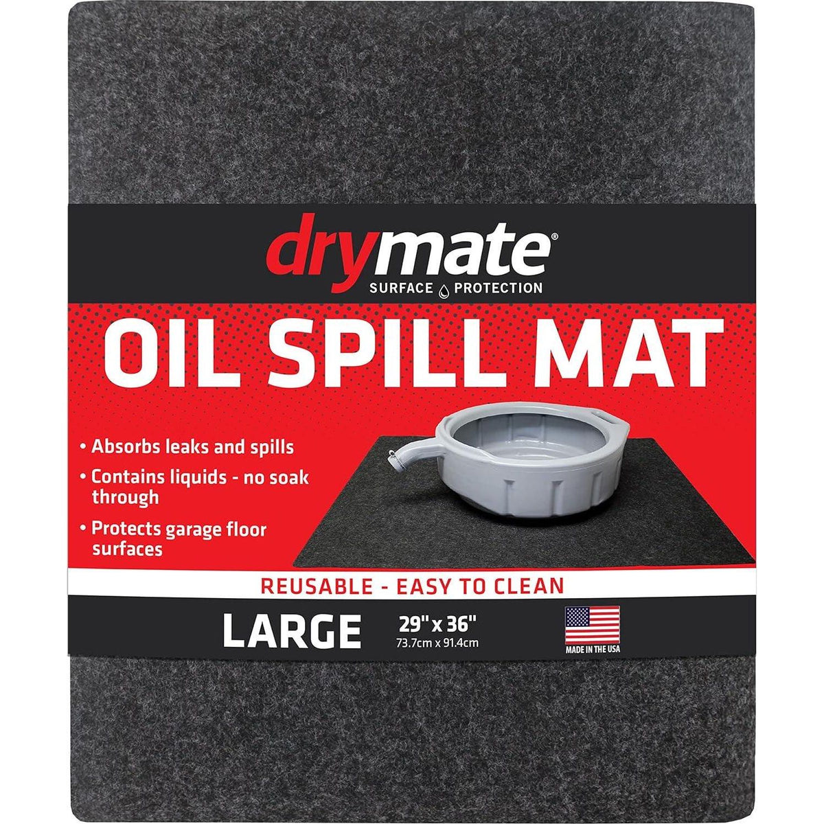 Drymate Oil Spill Mat (29 X 36 ), Premium Absorbent Oil Pad, Reusable, Washable, Durable, Waterproof Backing Contains Liquids, Protects Garage Floor Surface (USA Made),