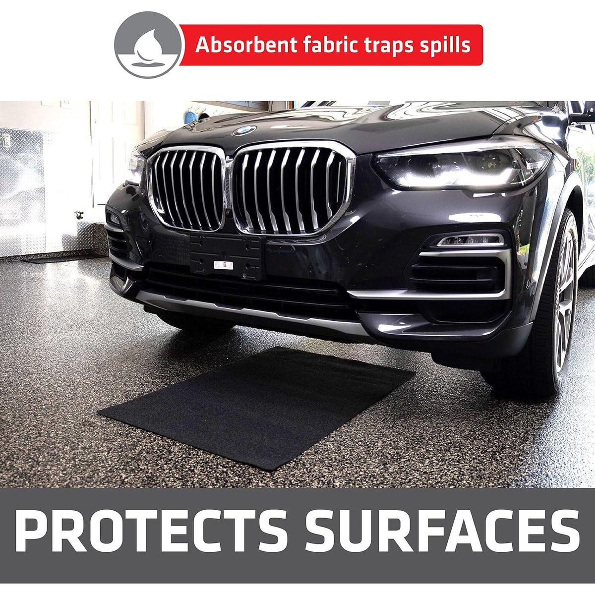 Drymate Oil Spill Mat (29 X 36 ), Premium Absorbent Oil Pad, Reusable, Washable, Durable, Waterproof Backing Contains Liquids, Protects Garage Floor Surface (USA Made),