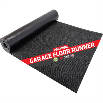 Drymate Premium Garage Floor Runner Mat, (9' X 2'6 ), Protects Surfaces, Absorbent, Waterproof, Slip-Resistant, Quick Dry Carpet Fabric, Trimmable And Washable (USA Made) (Charcoal),758035152101