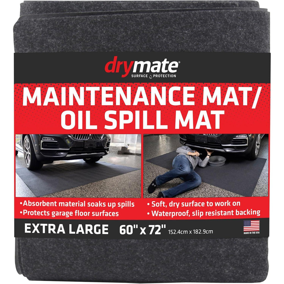Drymate Premium Maintenance Mat Oil Spill Garage Floor Mat (60 X 72 ), Absorbent, Waterproof, Contains Liquids, Protects Garage Surface Or Driveway, Reusable, Washable, Durable (USA Made),758035330646