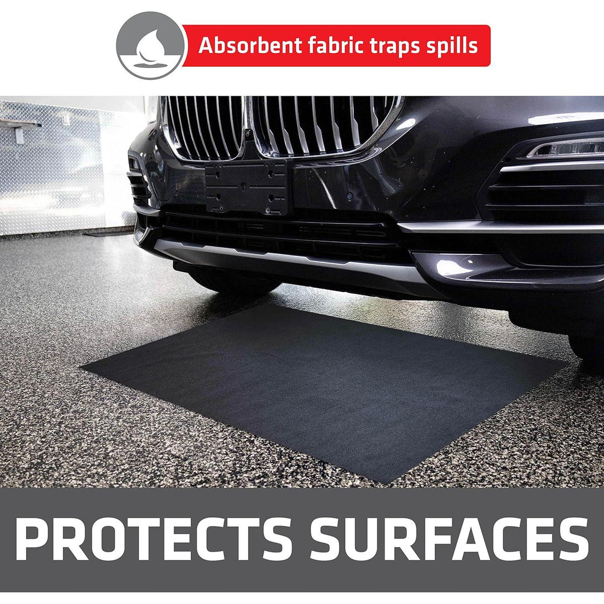 Drymate XL Oil Spill Mat (36 X 59 ), Premium Absorbent Oil Pad, Reusable, Washable, Durable, Waterproof Backing Contains Liquids, Protects Garage Floor Surface (USA Made),758035282990