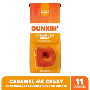 Dunkin’ Caramel Me Crazy Flavored Ground Coffee, 11oz, Pack of 1