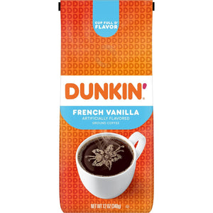 Dunkin' French Vanilla Flavored Ground Coffee, 12oz, Pack of 1
