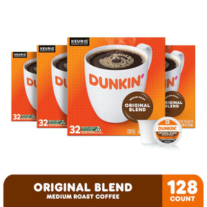 Dunkin’ Original Blend Medium Roast Coffee, 128 Keurig K-Cup Pods