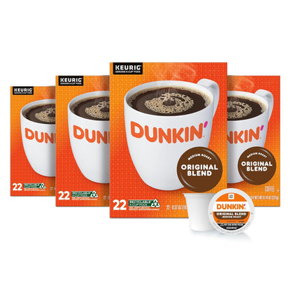 Dunkin’ Original Blend Medium Roast Coffee K-Cup Pods, 22 Count, Pack of 4