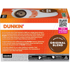 Dunkin' Original Blend Medium Roast Coffee, 60 Keurig K-Cup Pods, Smooth & Balanced Flavor