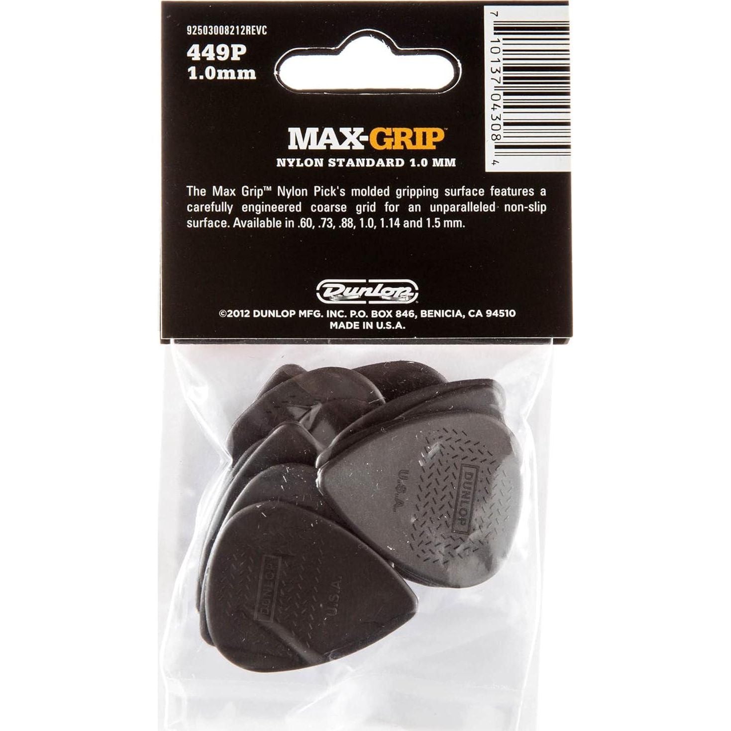 Dunlop 449P1.0 Max-Grip Nylon Standard, Black, 1.0mm, 12/Player's Pack,
