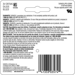 Duracell 123 Lithium Battery, 3V High Power, 4 Count Pack for Home Safety & Security Devices