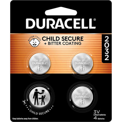 DURACELL Duracell 2032 Lithium Battery. 4 Count Pack. Child Safety Features. Compatible With Apple AirTag, Key Fob, And Other Devices. CR2032 Lithium 3V Cell. 2032 Battery, Lithium Coin Battery
