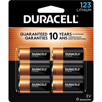 DURACELL Duracell CR123A 3V Lithium Battery, 6 Count Pack, 123 3 Volt High Power Lithium Battery, Long-Lasting For Home Safety And Security Devices, High-Intensity Flashlights, And Home Automation