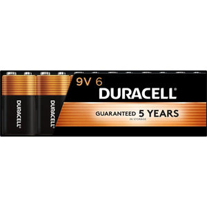 Duracell Coppertop 9V Battery, Long-Lasting Power, 6 Count Pack, All-Purpose Alkaline Battery for Household & Office Devices