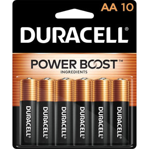 Duracell Coppertop AA Batteries with Power Boost Ingredients, 10 Count, Long-Lasting Alkaline Power for Household Devices