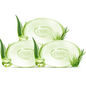 Duru Aloe Vera Glycerin Bar Soap, Vegan, Transparent Cleansing, Moisturizing for Sensitive Skin, 3-Pack