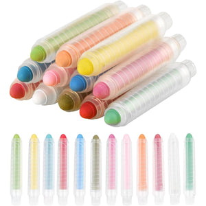 Sidewalk Chalk for Kids, 12 Count, Non-Toxic, Washable with Holder, Outdoor Art Drawing Set