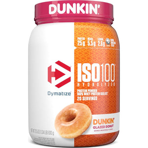 Dymatize ISO100 Hydrolyzed Protein Powder, 100% Whey Isolate, Dunkin' Glazed Donut Flavor, 20 Servings, Gluten-Free,