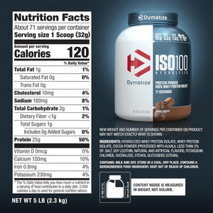 Dymatize ISO100 Hydrolyzed Gourmet Chocolate Flavor Whey Isolate Protein Powder 2.3kg