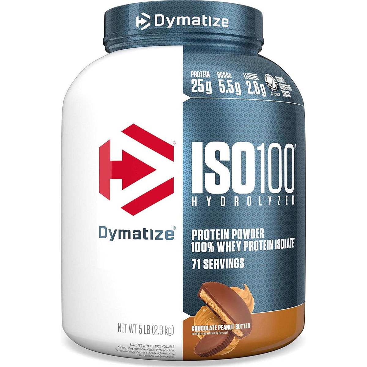 Dymatize ISO 100 Whey Protein Powder With 25g Of Hydrolyzed 100% Whey Isolate, Chocolate Peanut Butter, 5 Pound,
