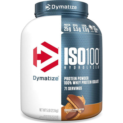 Dymatize ISO 100 Whey Protein Powder With 25g Of Hydrolyzed 100% Whey Isolate, Chocolate Peanut Butter, 5 Pound,